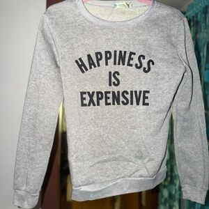 Gray Sweatshirt with Black Text